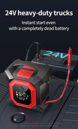 Heavy-Duty 12V/24V Jump Starter, Instant Start for Dead Batteries, Multi-Port Charging & Emergency Lighting Jump Starter Minu