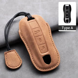 Car Key Case Cover Shell For Porsche Panamera Spyder Carrera Macan Cayman Cayenne 911 970 981 991 Leather Car Keychain