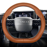 Breathable Leather Wheel Cover for Lancia Ypsilon Car Interior Accessory Hocasen Classic Style Brown