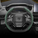 Segmented Suede Wheel Cover for Peugeot 206 308 3008 508 Car Interior Accessory Hocasen Green Oval 2PC