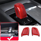Carbon Fiber Gear Lever Cover for Volvo Car Interior Accessory LINGLUYANG red