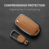 Metal and Leather 3 Button Car Key Case Cove For VW Volkswagen Beetle Caddy Eos Golf Jetta Polo Scirocco Tiguan Touran UP Car