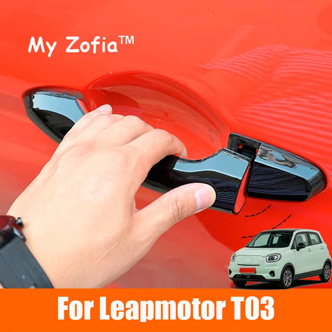 For Leapmotor T03 2023 2024 2025 Car ABS Door Black Handle Cover Trims Cover Car Styling Protective Exterior Accessories Car