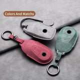 Car Key Cover For Mercedes Benz A C E S G Class GLC CLE CLA W177 W205 W213 W222 X167 AMG Leather Car Key Protective Cover Car