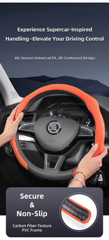 Premium Suede Steering Wheel Cover for Skoda Models Car Interior Accessory Hocasen