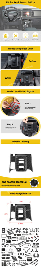 Interior Carbon Fiber Trim Kit for Ford Bronco 2021 Car Interior Accessory HEBE