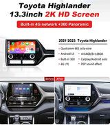 13.3" Qualcomm Android 13 Stereo with CarPlay for Toyota Highlander Android Head Unit Aotsr