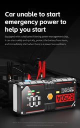 8250A Peak 12V Vehicle Emergency Power Supply, Explosion-Proof Battery Cell, USB Output & LED Flashlight, Ideal for 8.0L Petr