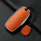 4 Button Aluminum Alloy Goatskin Car Key Case Cover for Nissan