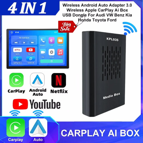 Android Multimedia AI Box with Netflix for Modern Vehicles CarPlay Adapter OEM
